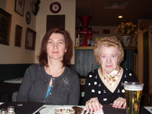 Aniko and Grandma K out for dinner with the clan