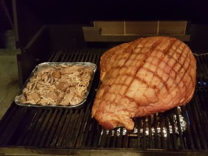 Winter weather precluded using the smoker. So I rigged up a close facsimile with my gas grill 